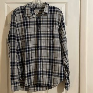 Men’s J.Crew Casual Button Down Shirt, Large,Navy Blue/White